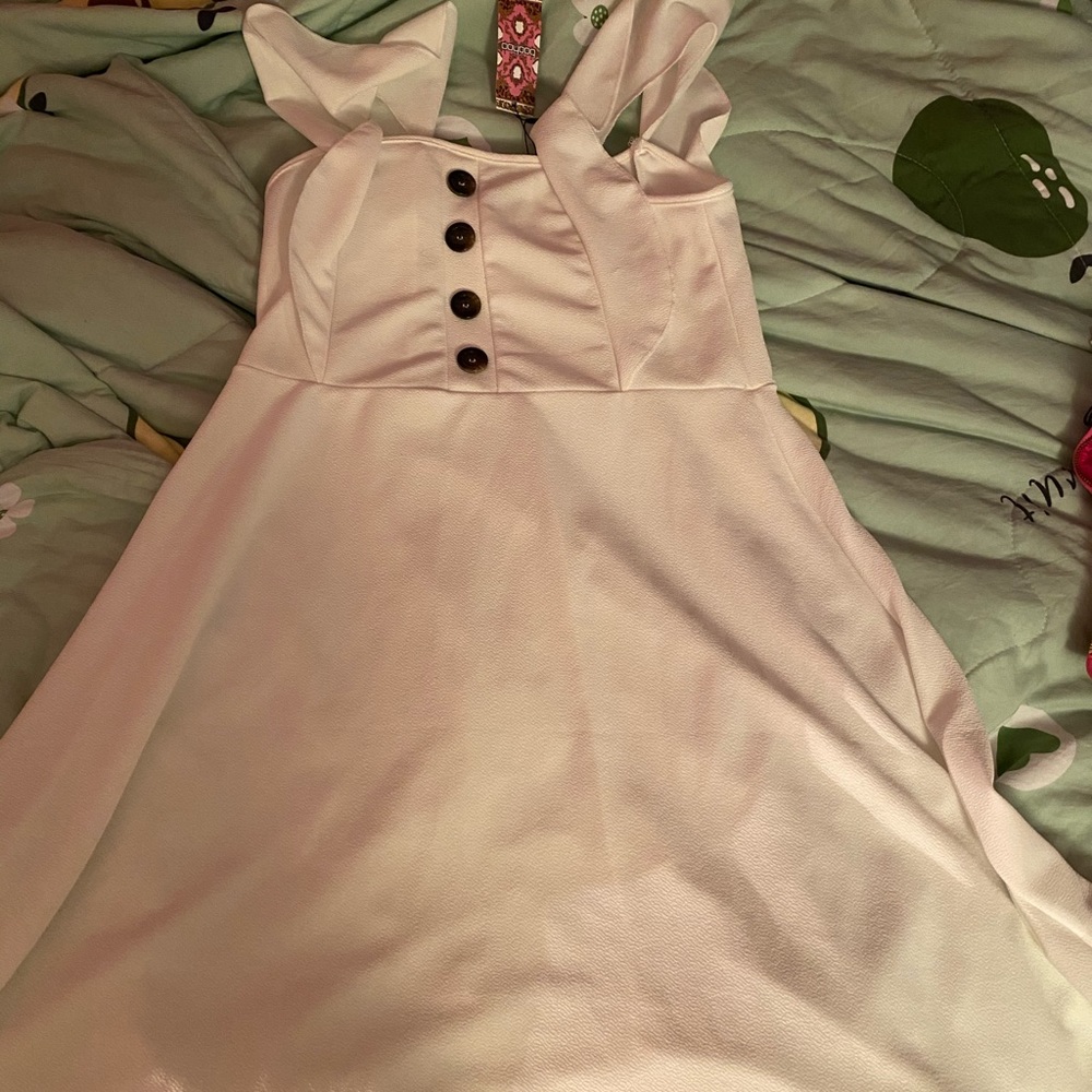 White Ruffle Skater Dress